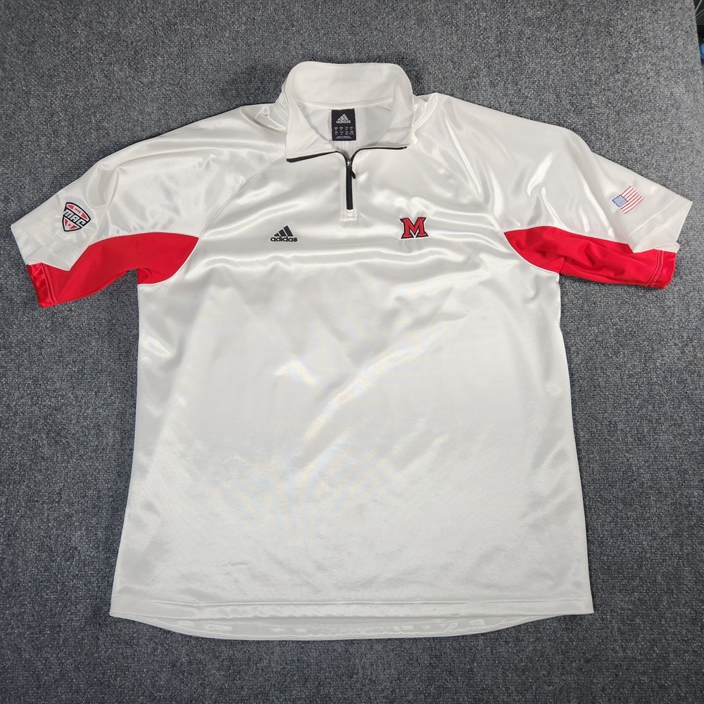 Miami Ohio Redhawks Adidas White Pullover  XL Quarter Zip Team/Player Issued